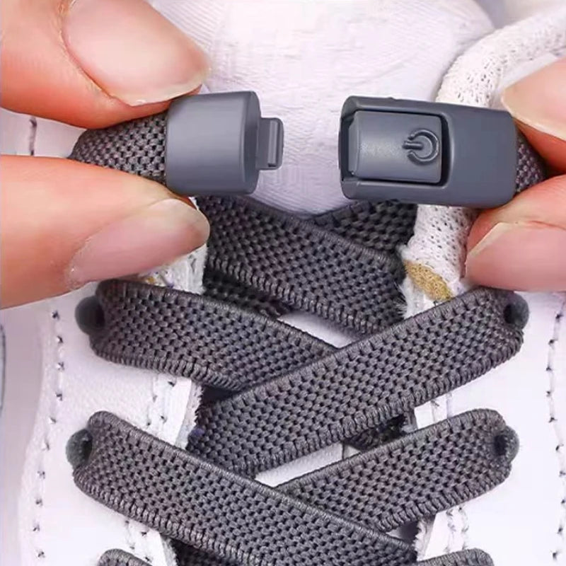 No-Tie Elastic Press-Lock Shoelaces – Flat 8mm, 100cm | Kids & Adults