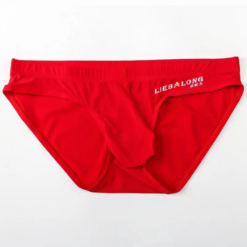 Men's Seamless Ice Silk Briefs – Low-Rise Contour Pouch Underwear