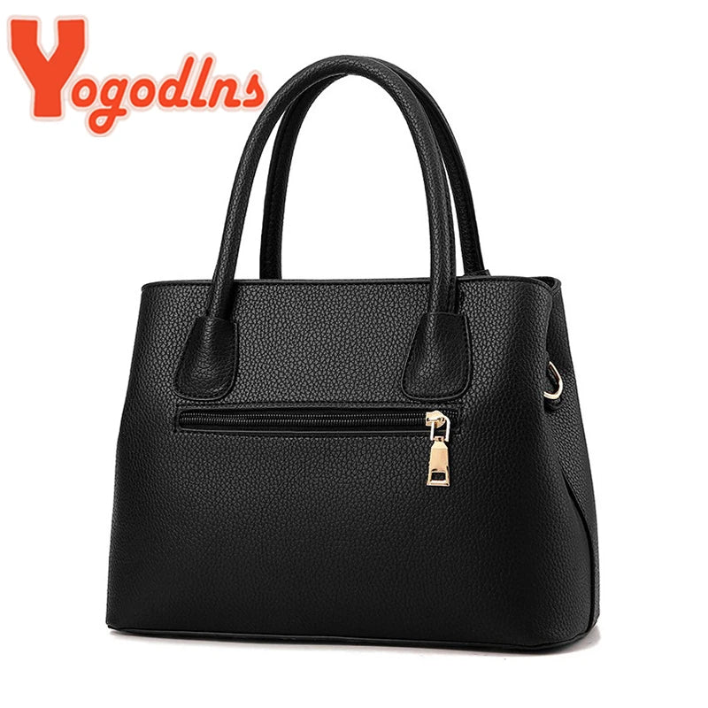 Women's PU Leather Tote Shoulder Bag — Luxury Designer-Style Handbag