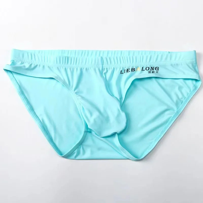 Men's Seamless Ice Silk Briefs – Low-Rise Contour Pouch Underwear