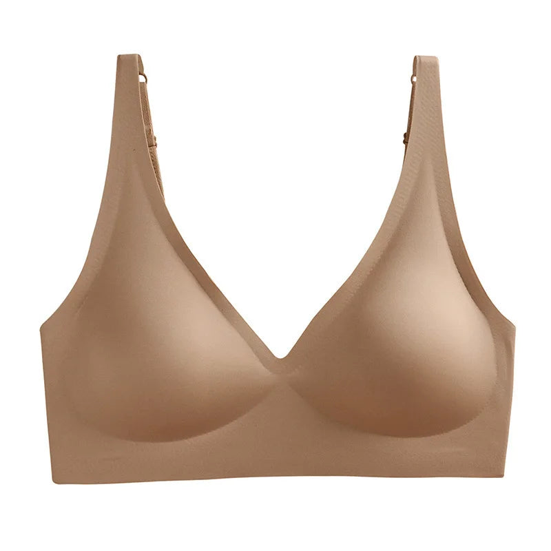 Women's Push-Up Seamless Bra — Wire-Free, Deep V, Removable Pads, S–3XL