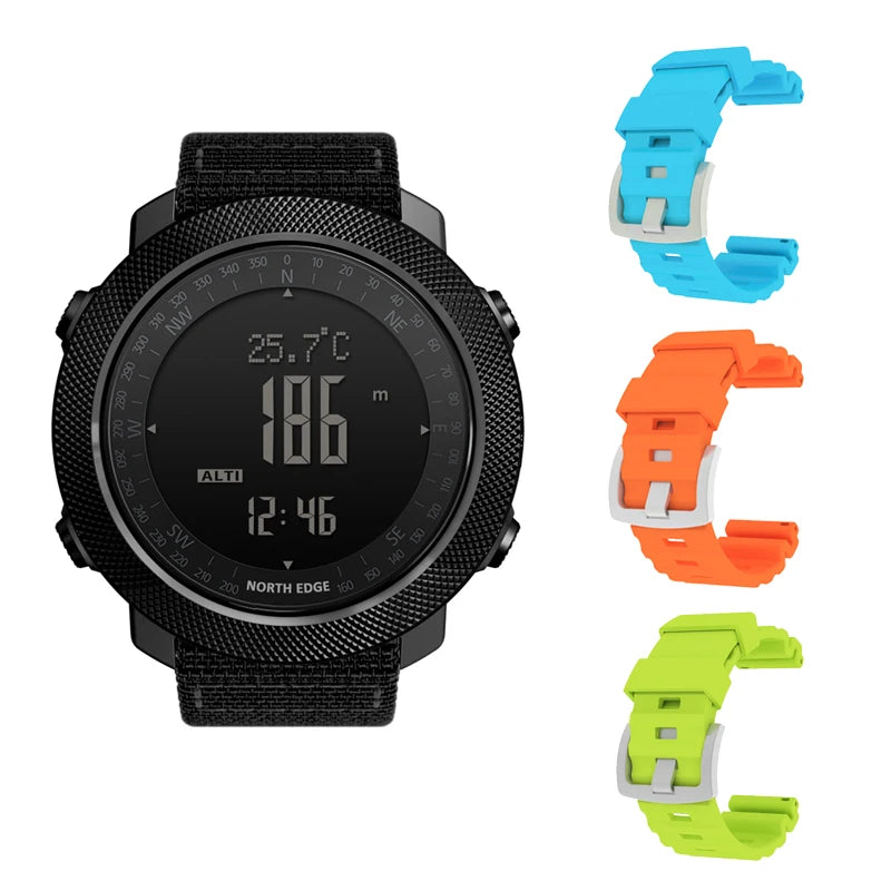 Men's Digital Sport Watch — Altimeter, Barometer, Compass, 50M Waterproof