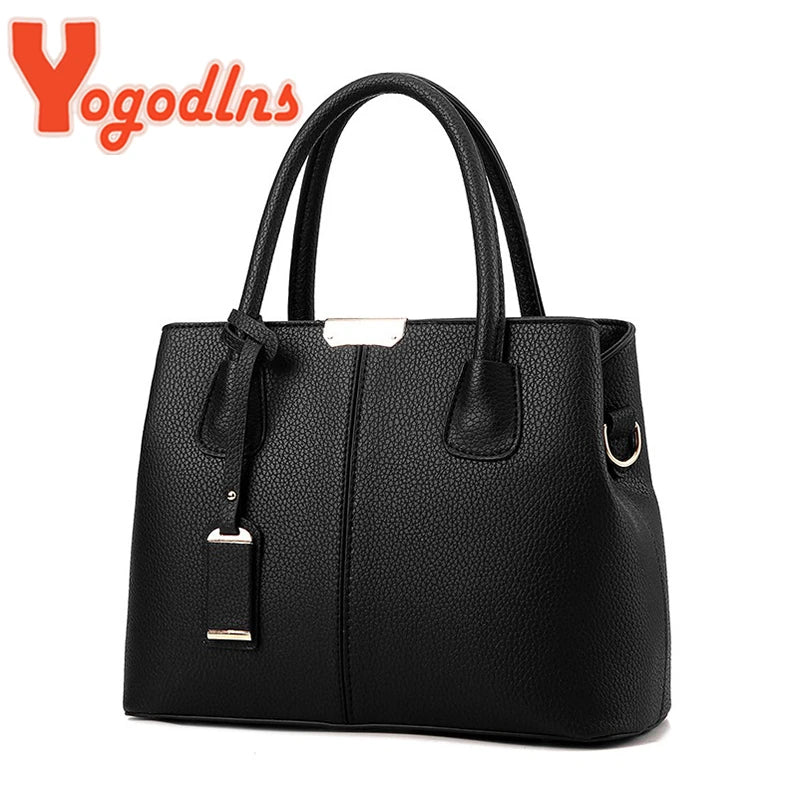 Women's PU Leather Tote Shoulder Bag — Luxury Designer-Style Handbag