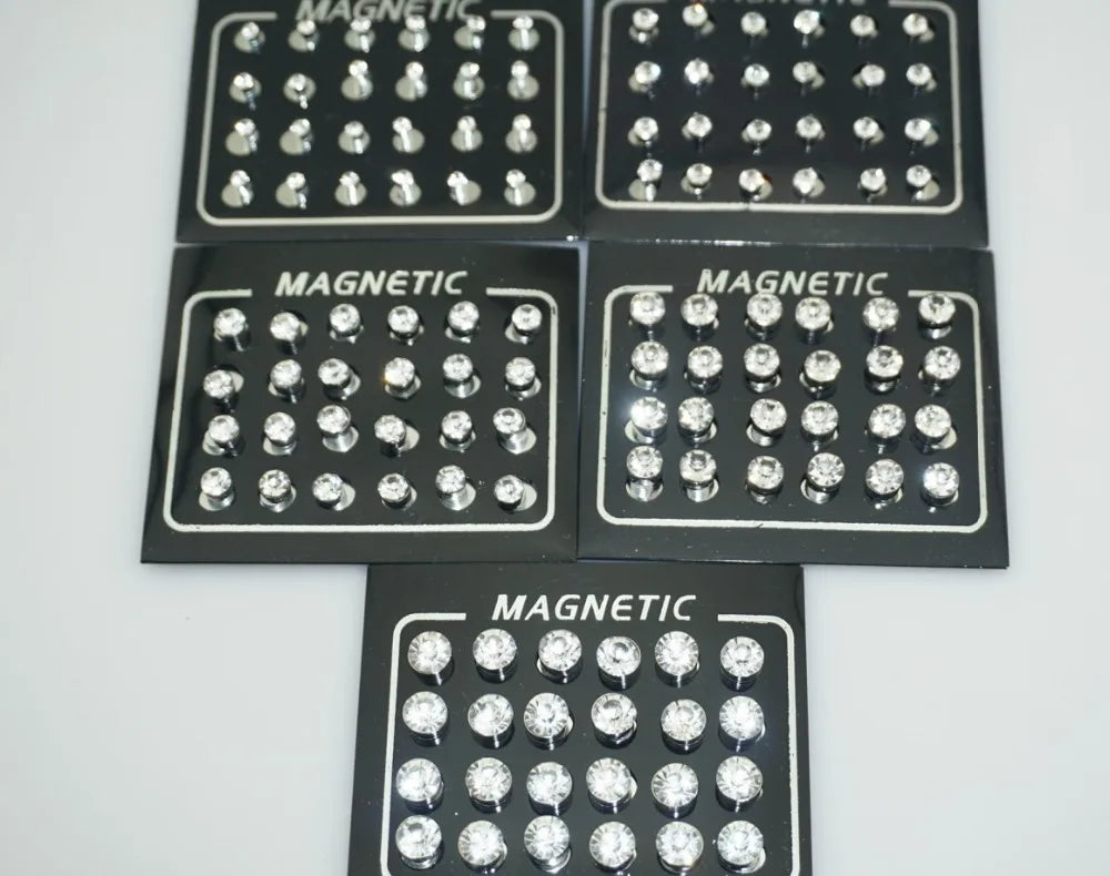 12-Pair Magnetic Crystal Rhinestone Stud Earring Set – No Piercing Unisex