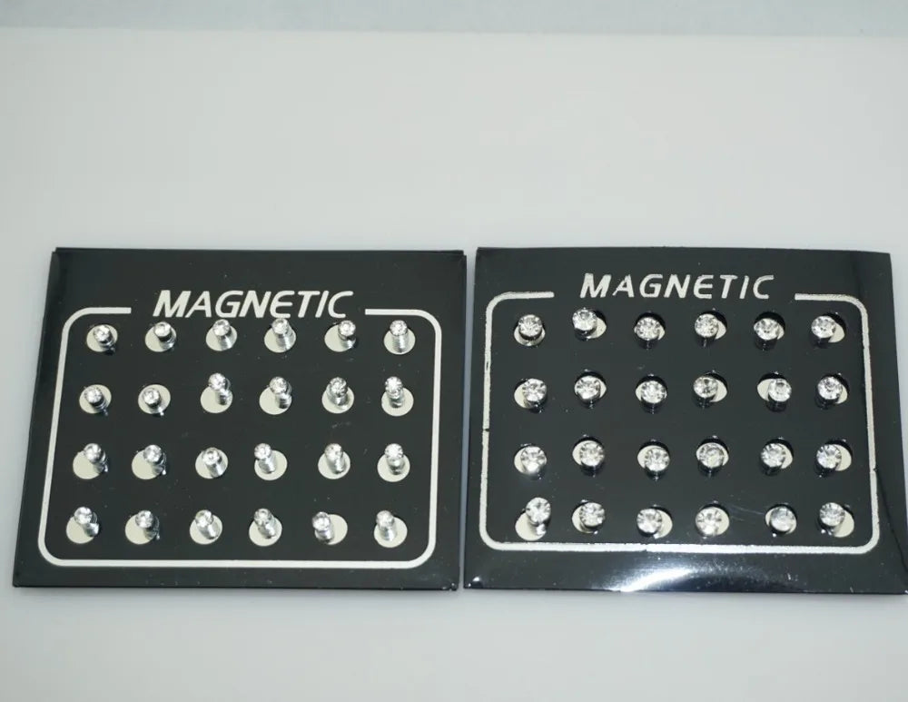 12-Pair Magnetic Crystal Rhinestone Stud Earring Set – No Piercing Unisex