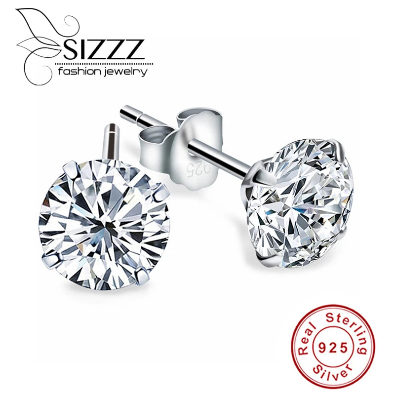 925 Sterling Silver Cubic Zirconia Stud Earrings – Crystal Zircon
