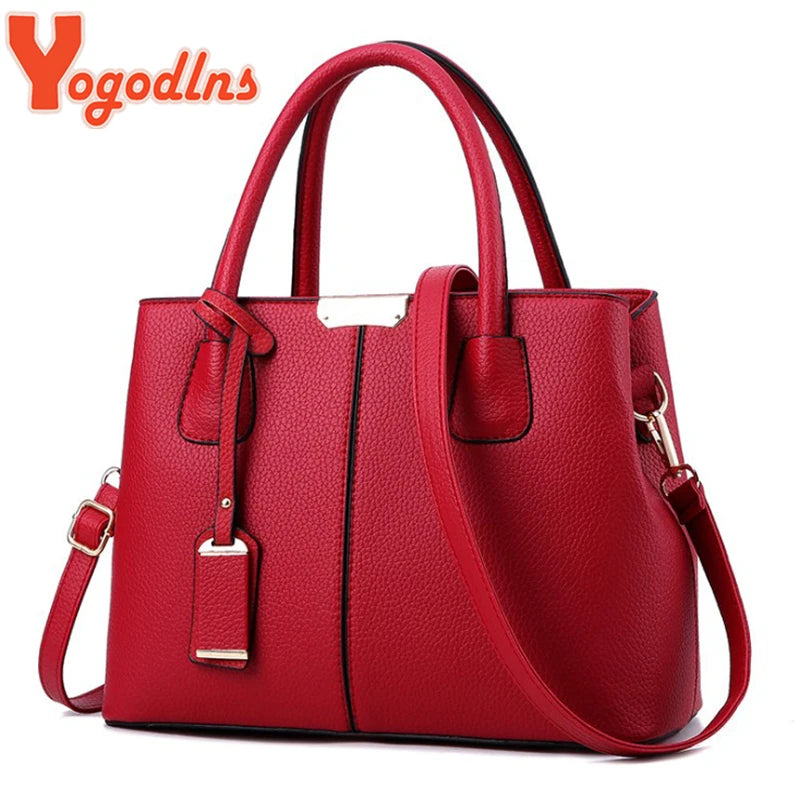 Women's PU Leather Tote Shoulder Bag — Luxury Designer-Style Handbag