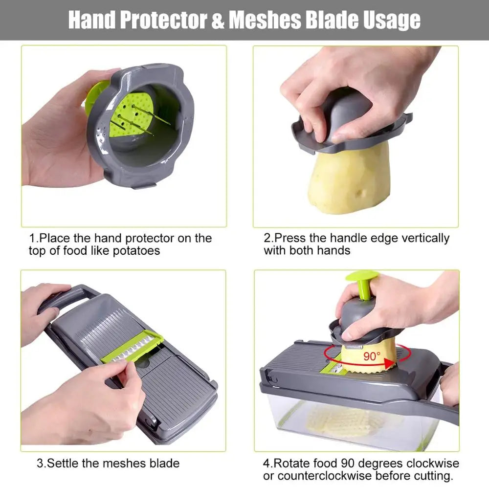 Multifunctional Vegetable Chopper & Grater — Slicer, Shredder & Dicer All-in-One