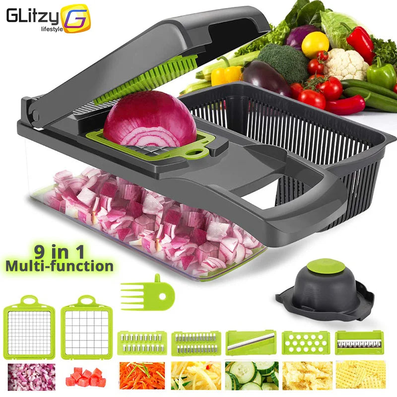 Multifunctional Vegetable Chopper & Grater — Slicer, Shredder & Dicer All-in-One