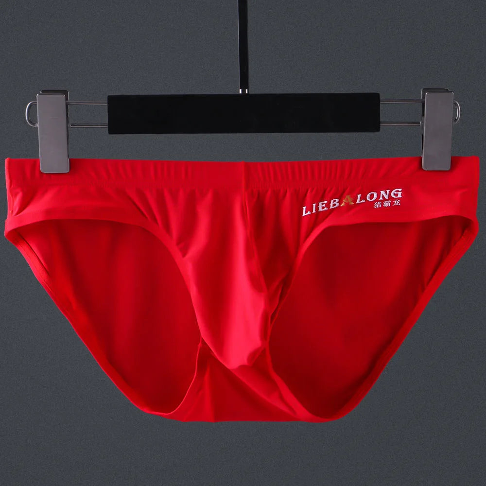Men's Seamless Ice Silk Briefs – Low-Rise Contour Pouch Underwear