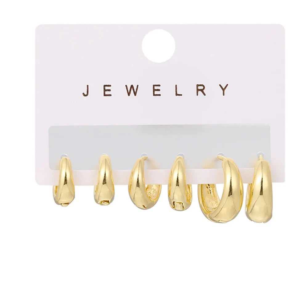 Minimalist Stainless Steel Huggie Hoop Earrings – 2pcs Gold & Silver