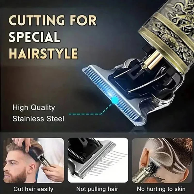 Professional USB Electric Hair Trimmer – 0mm Bald Fade, Cordless