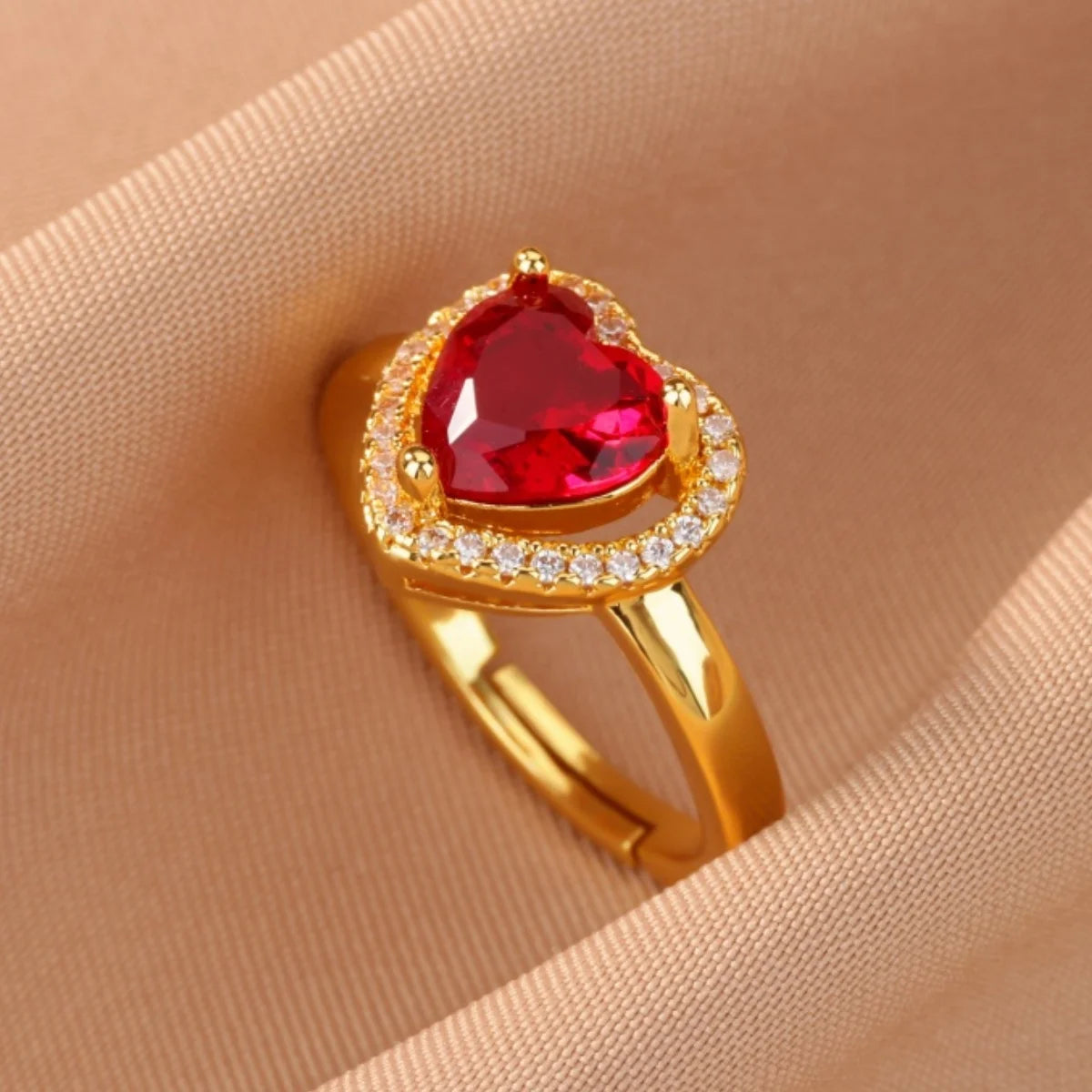 Anillo Abierto de Circonita Cúbica de Colores | Acero Inoxidable Bañado en Oro de 18K | Estilo Boho Vintage | Regalo para Mujer