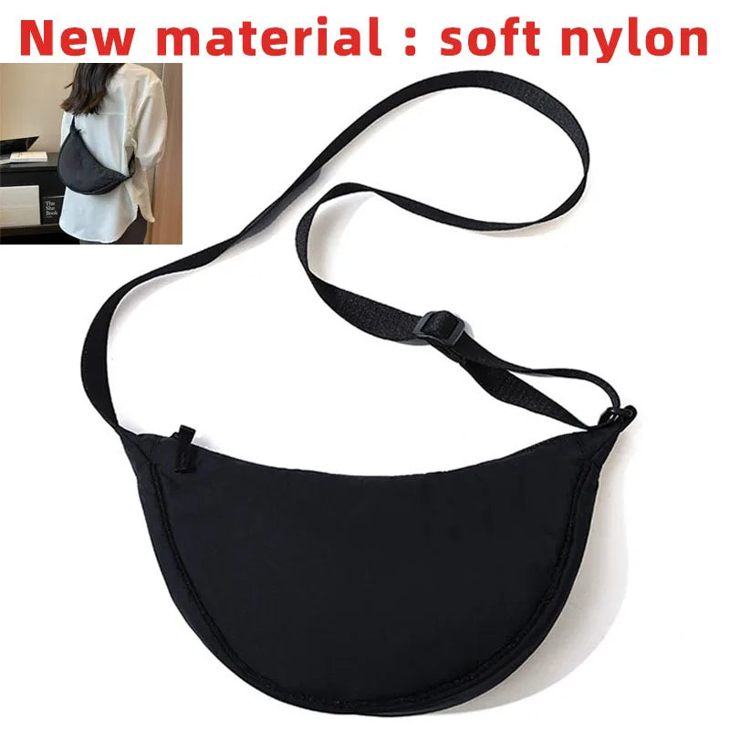 Nylon Padded Crossbody Shoulder Bag — Lightweight Travel Messenger Bag for Women