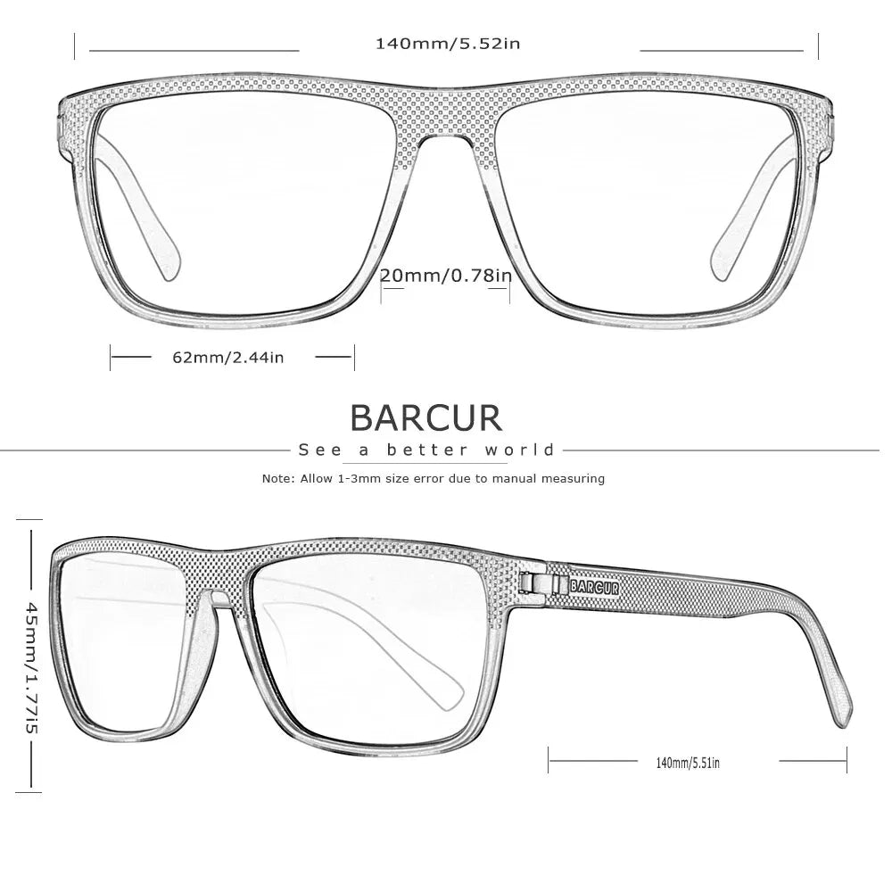 BARCUR TR90 Polarized Sunglasses – UV400 Lightweight Sport Frame