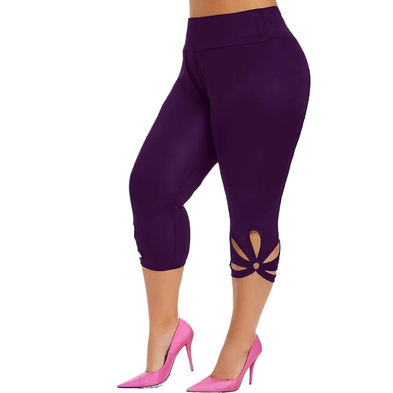 Women's plus Size Stretch Leggings Summer Elastic Waist Seamless Casual Capri Pants Short Length Essential Leggins for Mujer