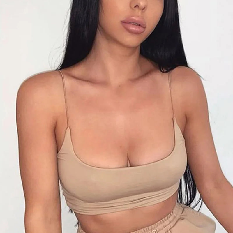 Women's Sleeveless Bandeau Crop Top | Cotton Bustier Vest Cami Seamless Tee S-L