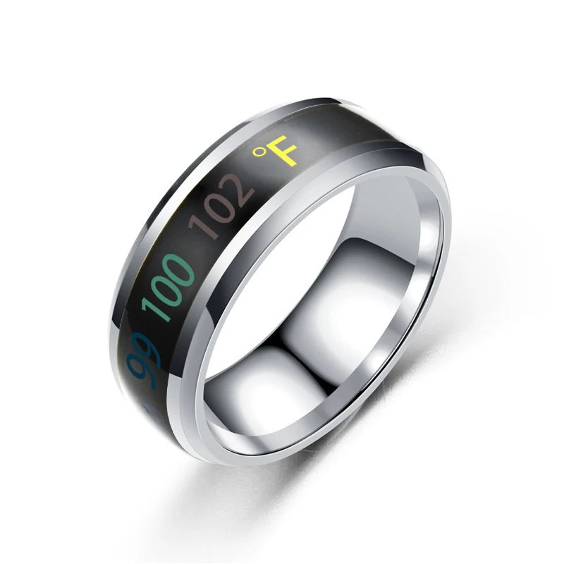 Anillo de humor inteligente sensible a la temperatura | Acero inoxidable | Resistente al agua