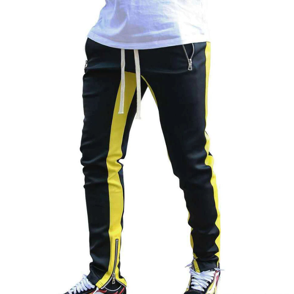 Men's Casual Knitted Jogger Pants with Optional Zip Pockets – Solid Color Sweatpants
