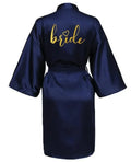 Wedding Party Team Bride Robe Kimono Satin Pajamas Bridesmaid Bathrobe Gold Letter SP093