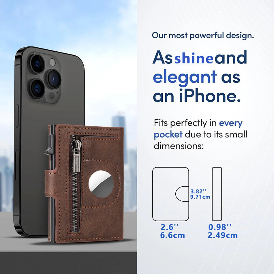 RFID Blocking Card Holder Wallet with AirTag Pocket — Slim Minimalist Men's Wallet
