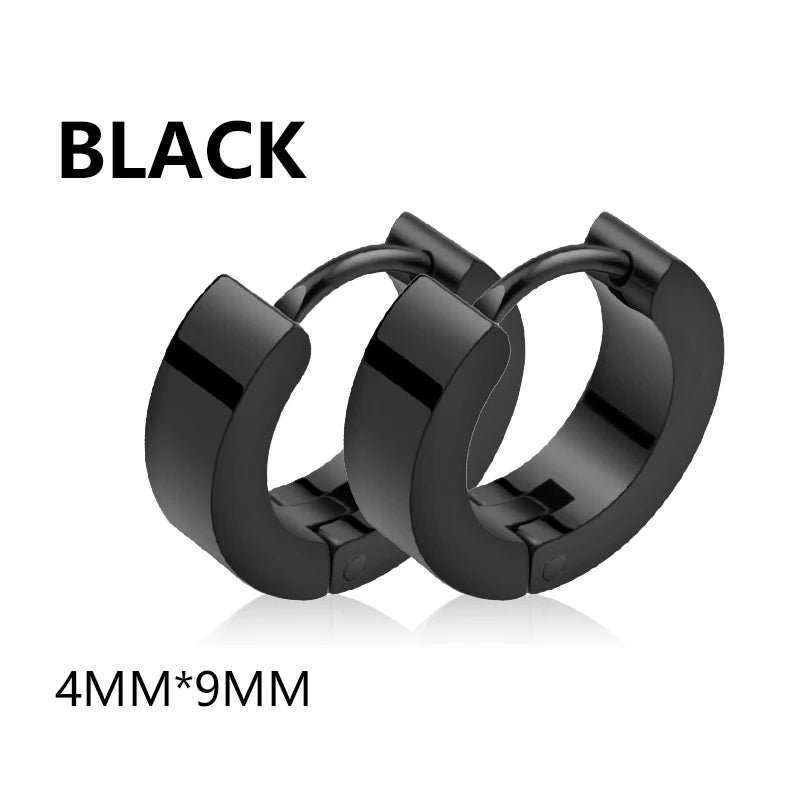 Pendientes de Aro y Botón de Acero Inoxidable Punk – Estilo Redondo y Cruzado Unisex