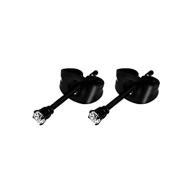 Pendientes de Aro y Botón de Acero Inoxidable Punk – Estilo Redondo y Cruzado Unisex