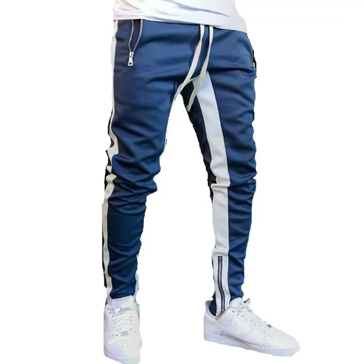 Men's Casual Knitted Jogger Pants with Optional Zip Pockets – Solid Color Sweatpants