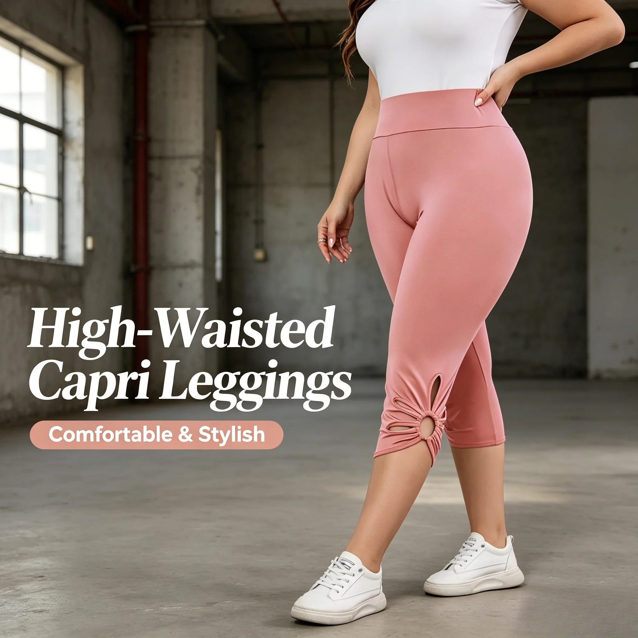 Women's plus Size Stretch Leggings Summer Elastic Waist Seamless Casual Capri Pants Short Length Essential Leggins for Mujer