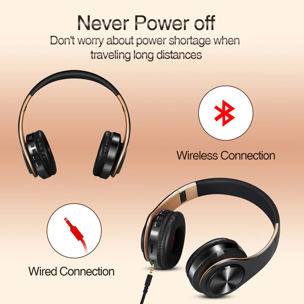 Wireless Bluetooth Over-Ear Headphones | 20Hr Battery, FM Radio & TF Card