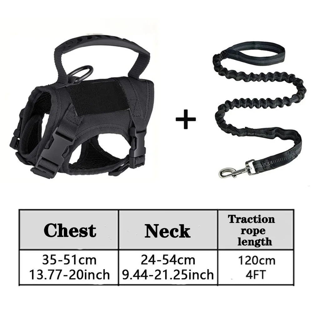 Arnés Táctico para Perros y Gatos con Correa – Chaleco de Malla Suave Ajustable con Asa