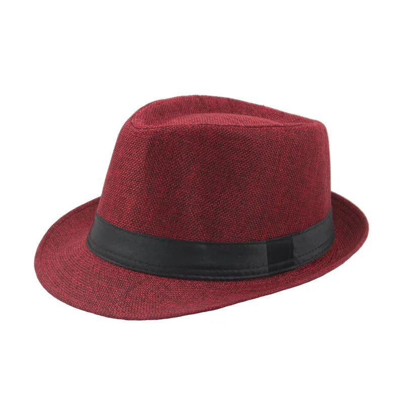 Sombrero de paja de ala ancha de moda para hombre, color sólido de verano, Fedoras Jazz Sun Cap, gorras de Panamá informales para exteriores, estilo vaquero