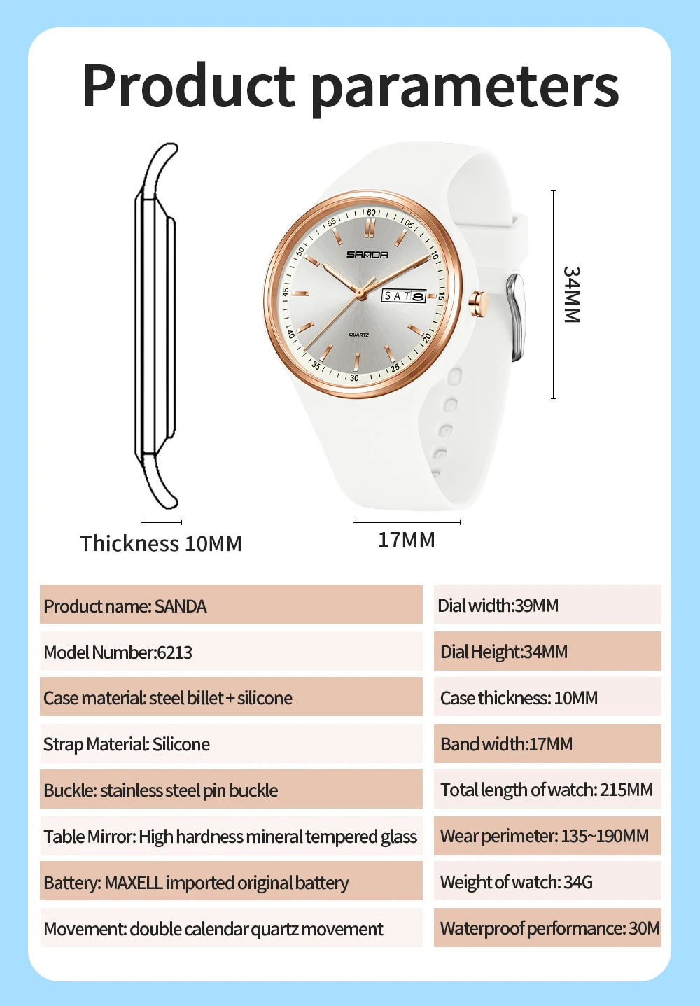 SANDA 6213 Women's Sport Digital Watch | Dual Calendar | Luminous | Water Resistant | 8 Colors