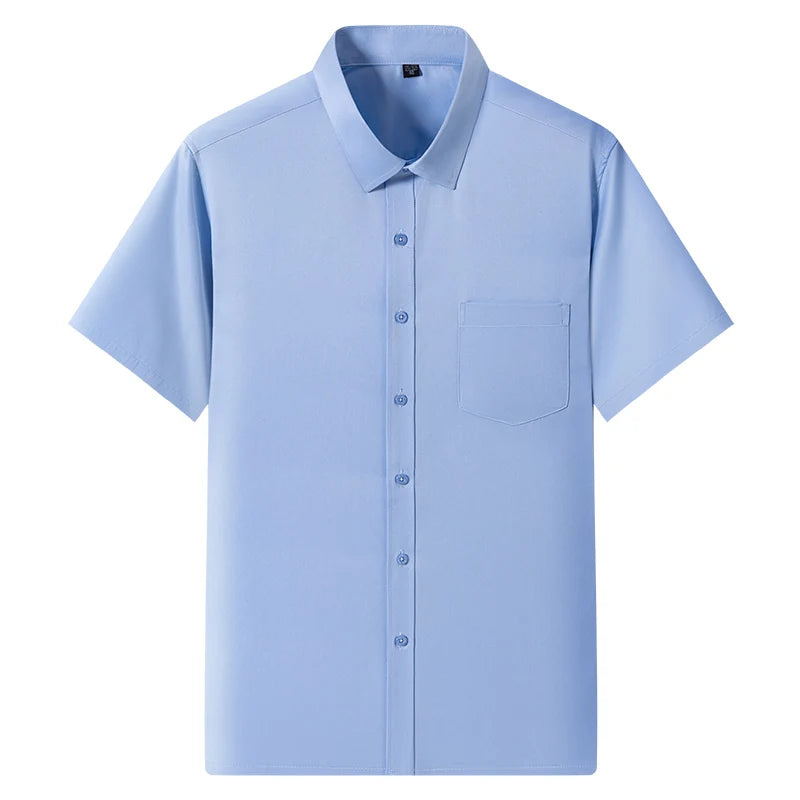 Anti-Wrinkle Men's Short Sleeve Dress Shirt - Slim Fit Business Casual (S-7XL)