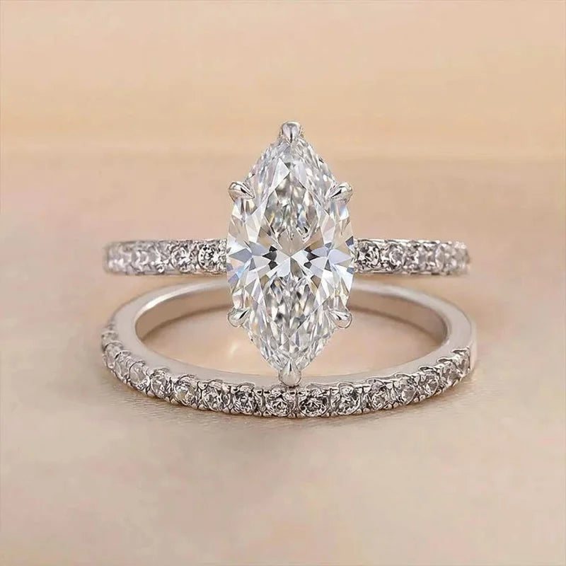 925 Sterling Silver Marquise Zircon Ring | Classic Fine Jewelry | Engagement & Wedding Gift for Women