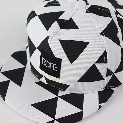 1PC DOPE fabric triangle block print street dance hip-hop hat trend flat edge baseball hat men's and women's