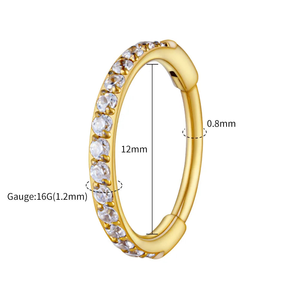 ASTM F136 Titanium Huggie Hoop Earring – 16G CZ Cartilage & Helix Piercing