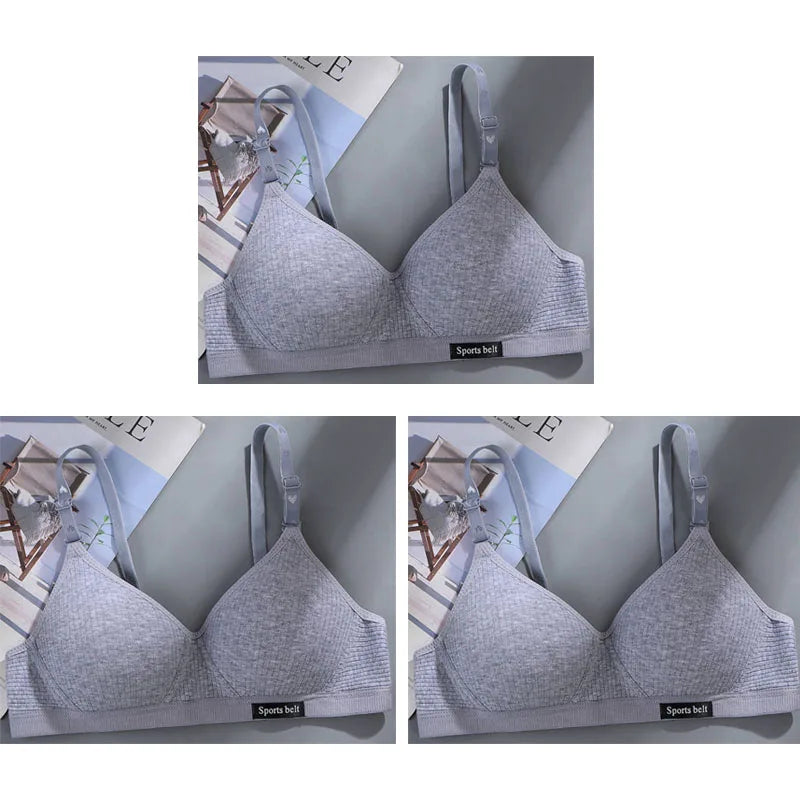3-Pack Women's Wireless Bra – Seamless Thin Padded V-Shape Everyday Comfort Bra