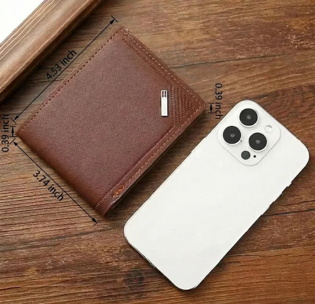 Men's Minimalist Foldable Wallet — Slim PU Leather Short Wallet