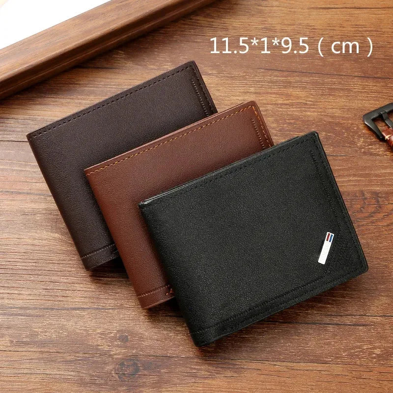 Men's Minimalist Foldable Wallet — Slim PU Leather Short Wallet
