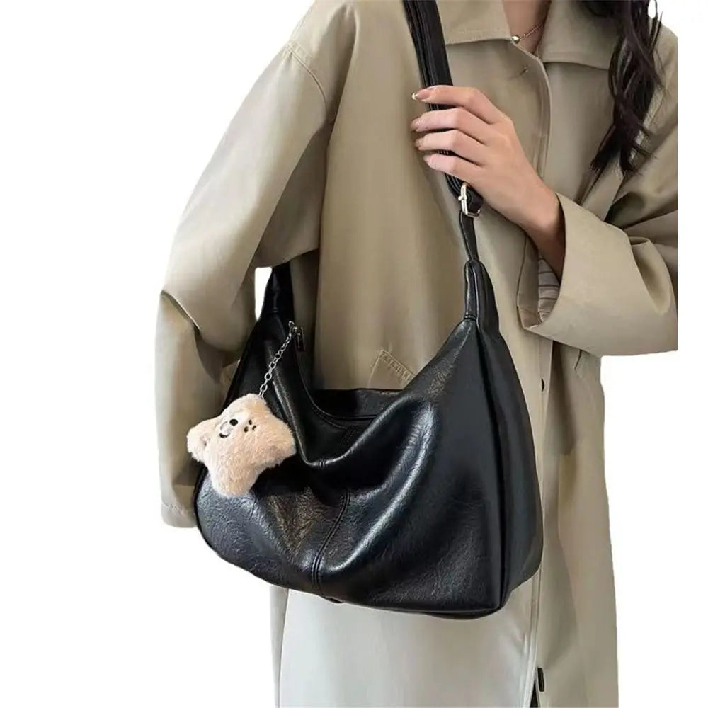 Slouchy PU Leather Hobo Bag — Retro Underarm Shoulder Tote for Women