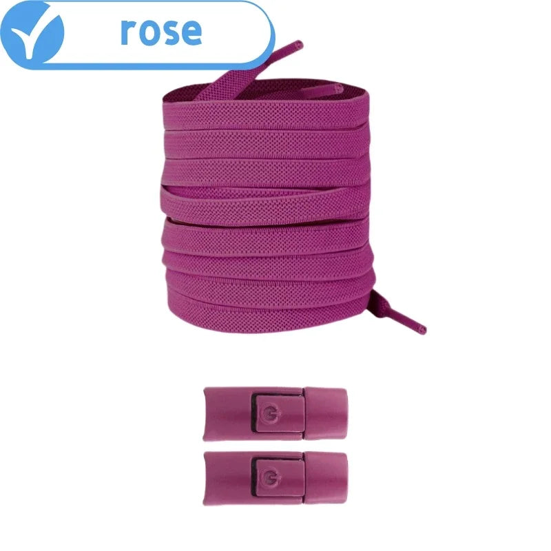 No-Tie Elastic Press-Lock Shoelaces – Flat 8mm, 100cm | Kids & Adults