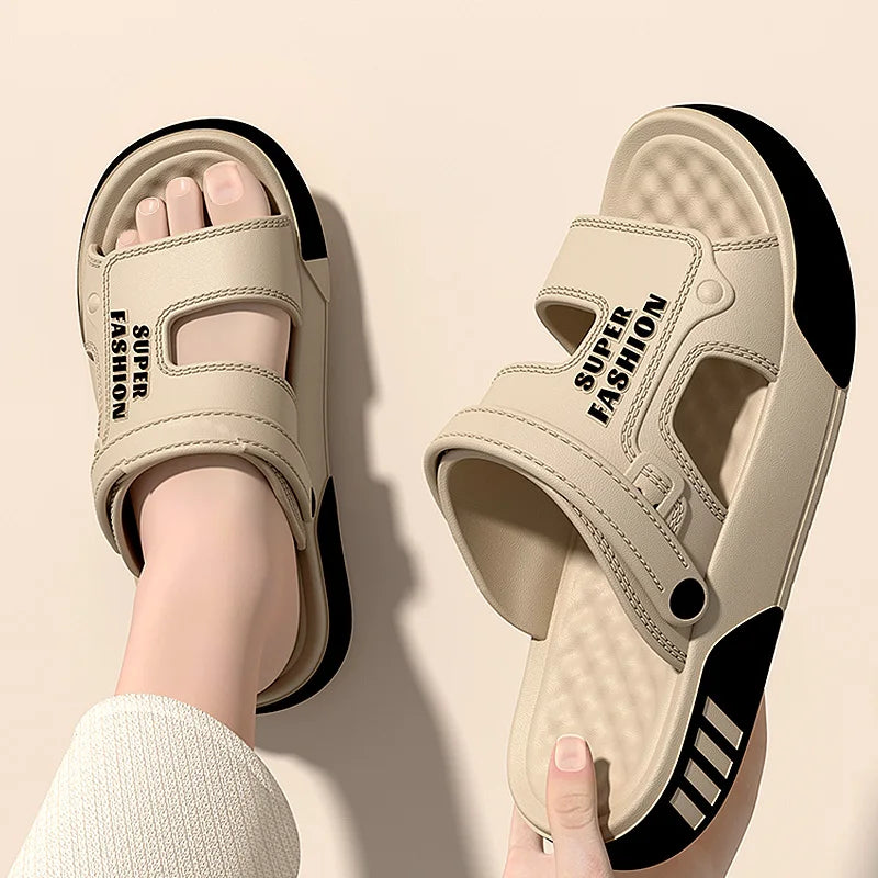 Men's EVA Platform Slide Slippers – Soft Sole Indoor Outdoor Beach Sandals