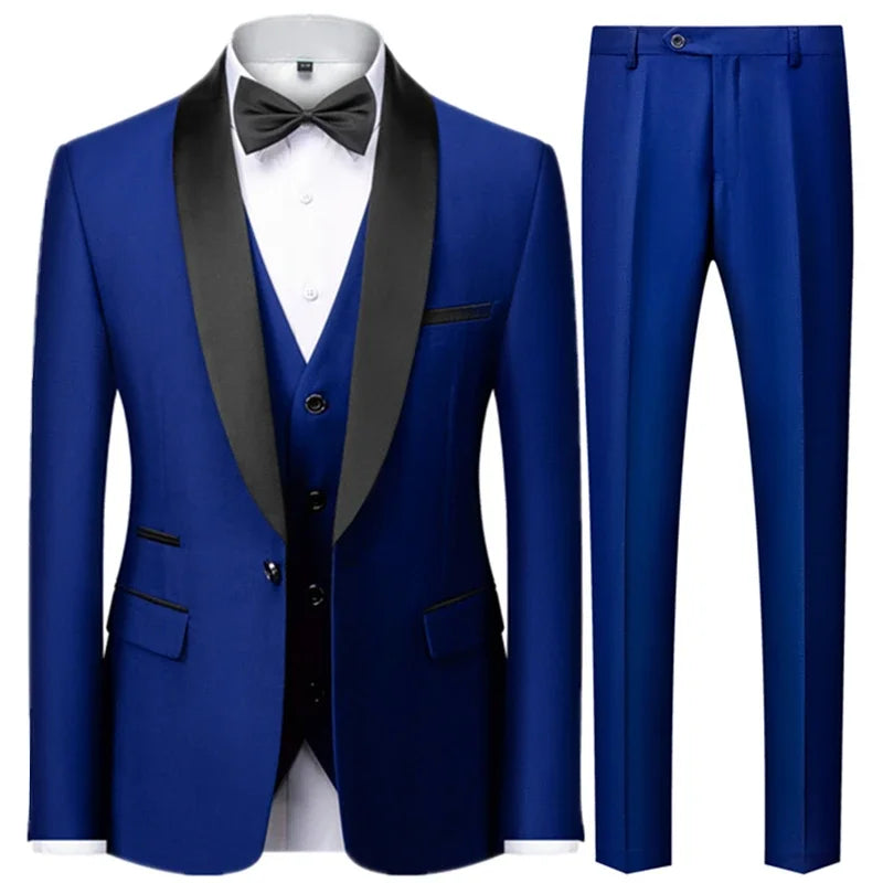 Men's 3-Piece Slim Fit Suit - Blazer, Vest & Pants (XXS-XXXL)