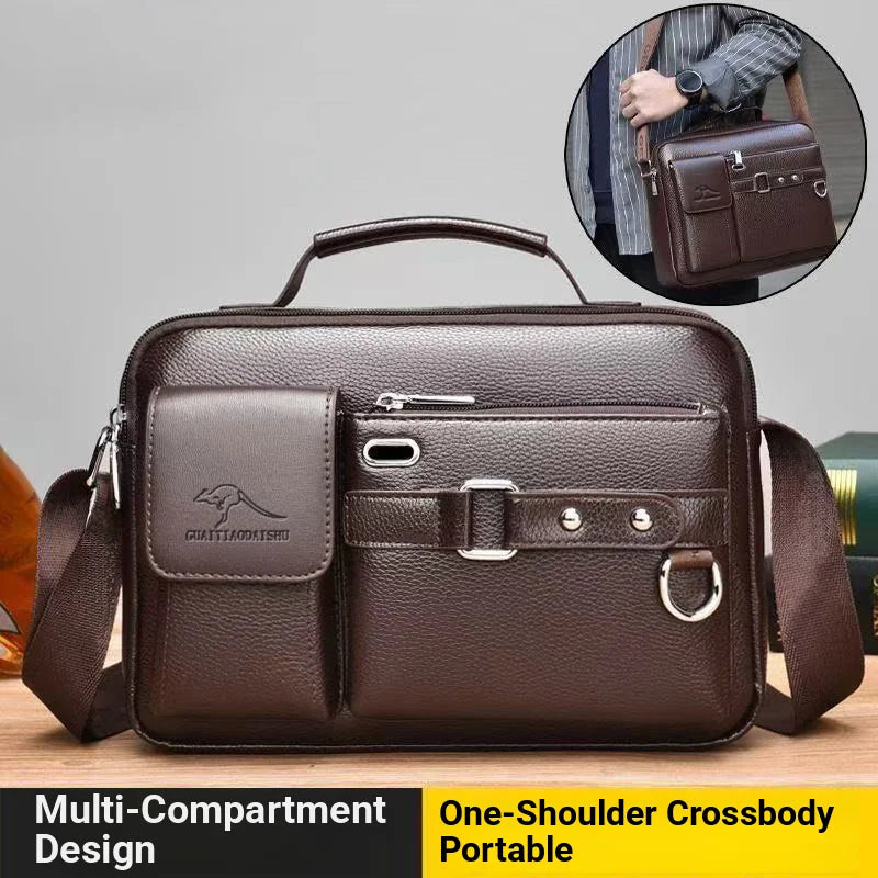 Men's Retro Waterproof Messenger Bag — Large Capacity Laptop Briefcase for Work, Travel & School