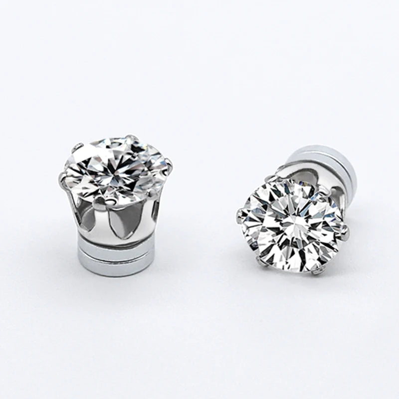 Magnetic Crystal Rhinestone Clip-On Stud Earrings – No Piercing, Unisex
