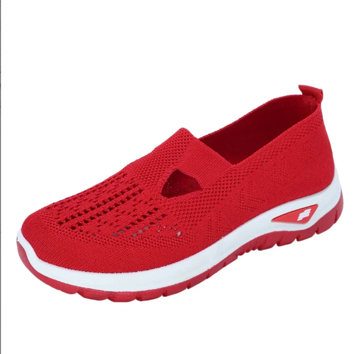 Women's Slip-On Knit Casual Sneakers – Lightweight Soft-Sole Walking Shoes