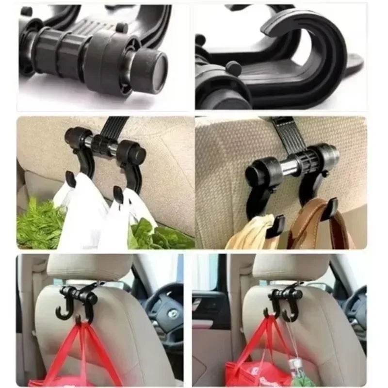 Car Seat Back Storage Hooks – Universal Headrest Hanger & Bag Holder | 2-Pack