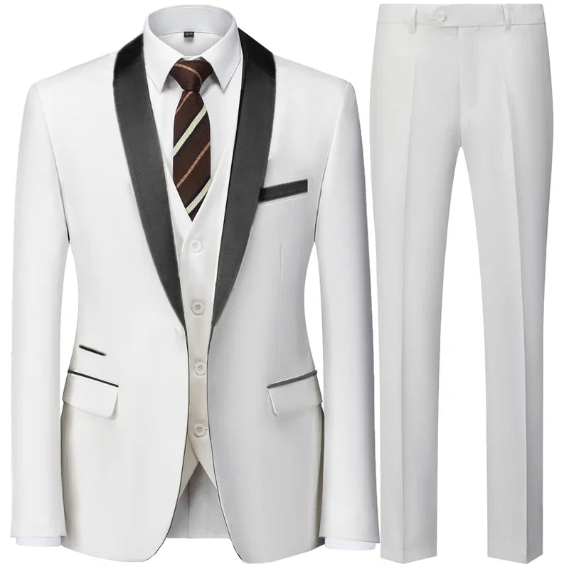 Men's 3-Piece Slim Fit Suit - Blazer, Vest & Pants (XXS-XXXL)