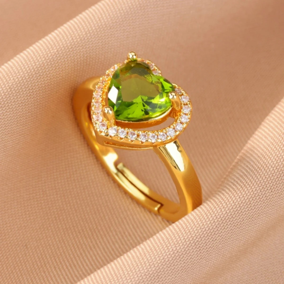 Anillo Abierto de Circonita Cúbica de Colores | Acero Inoxidable Bañado en Oro de 18K | Estilo Boho Vintage | Regalo para Mujer